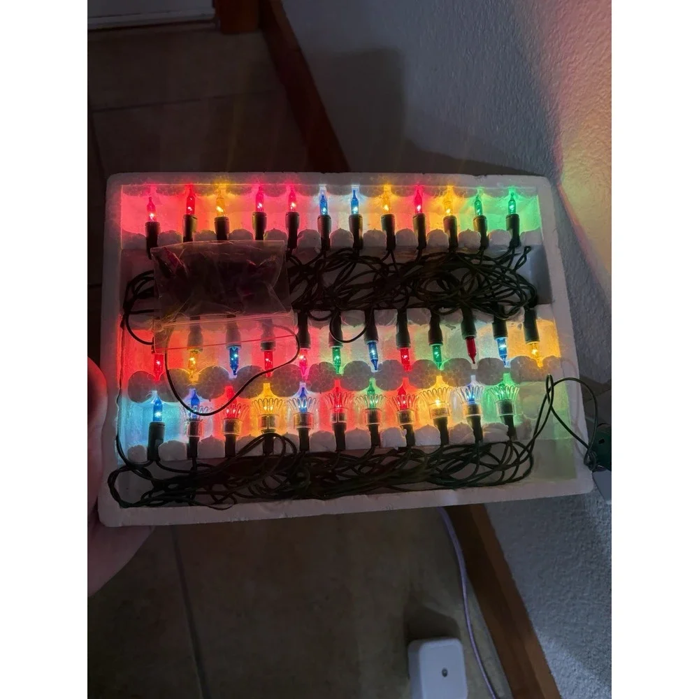 2 Set of Vintage Sears Christmas Lights Multi- Color W/ Reflectors Lights Read‎